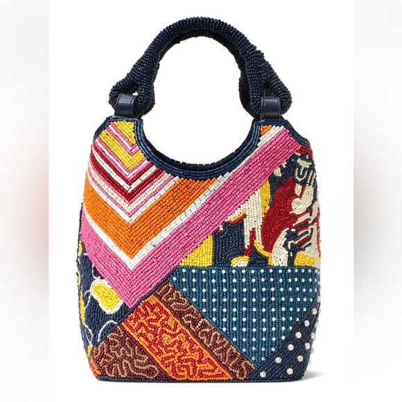 🌺🎉HP🎉🌺 NWT Staud Beaded Cote Bag Patchwork Foulard 🌟Rare Find🌟 - Picture 12 of 16